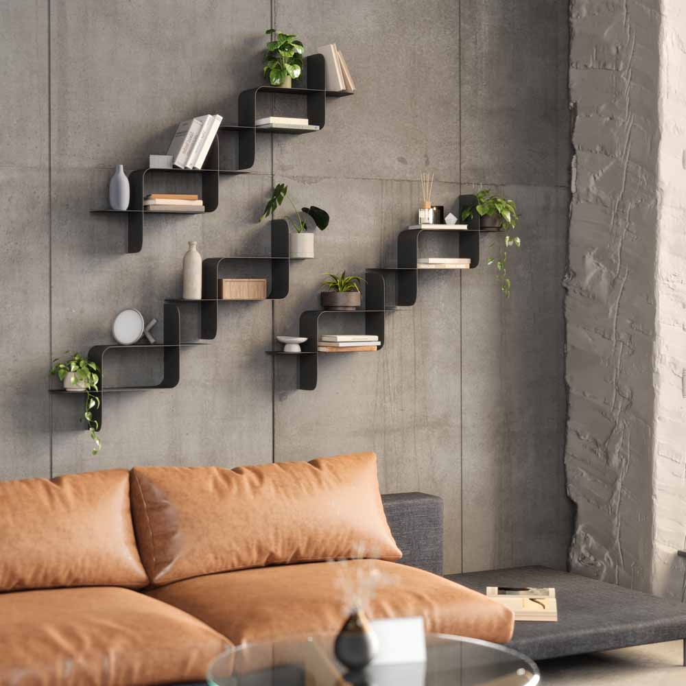 זוג מדפי MONTAGE מתכת שחור