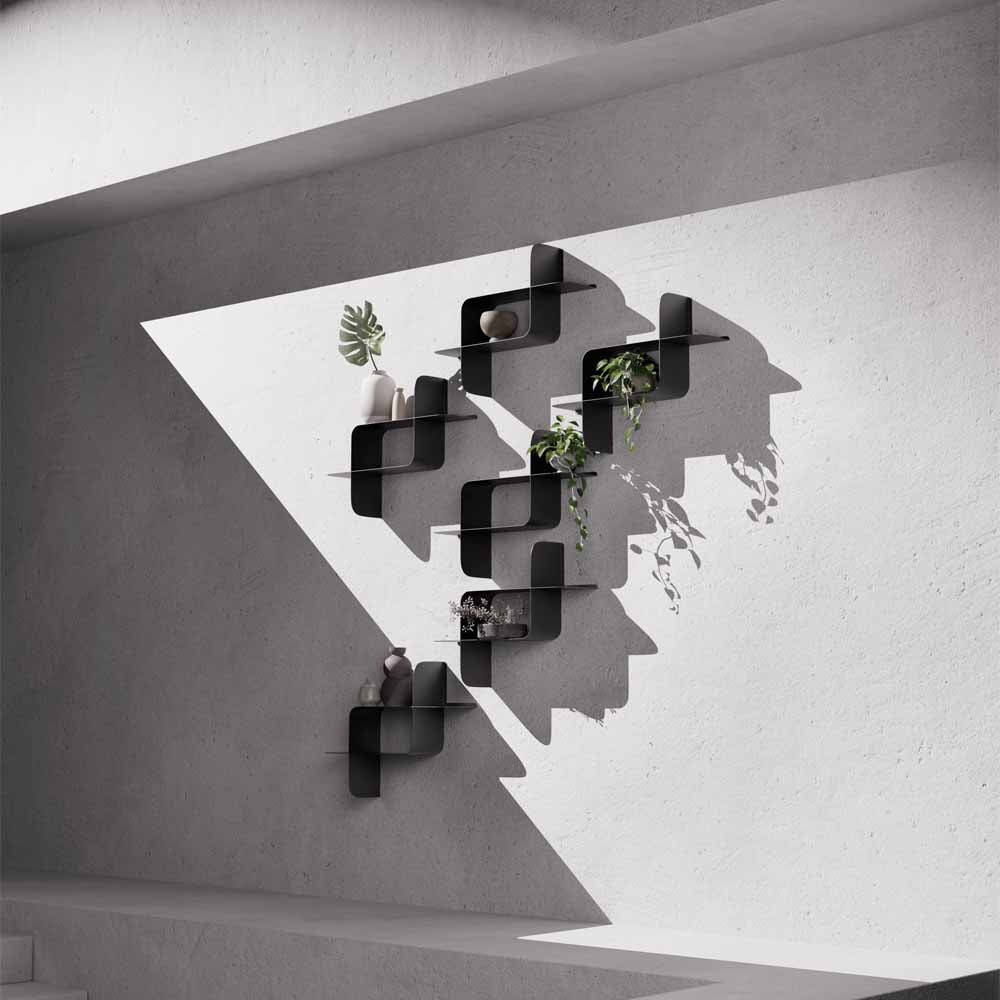 זוג מדפי MONTAGE מתכת שחור