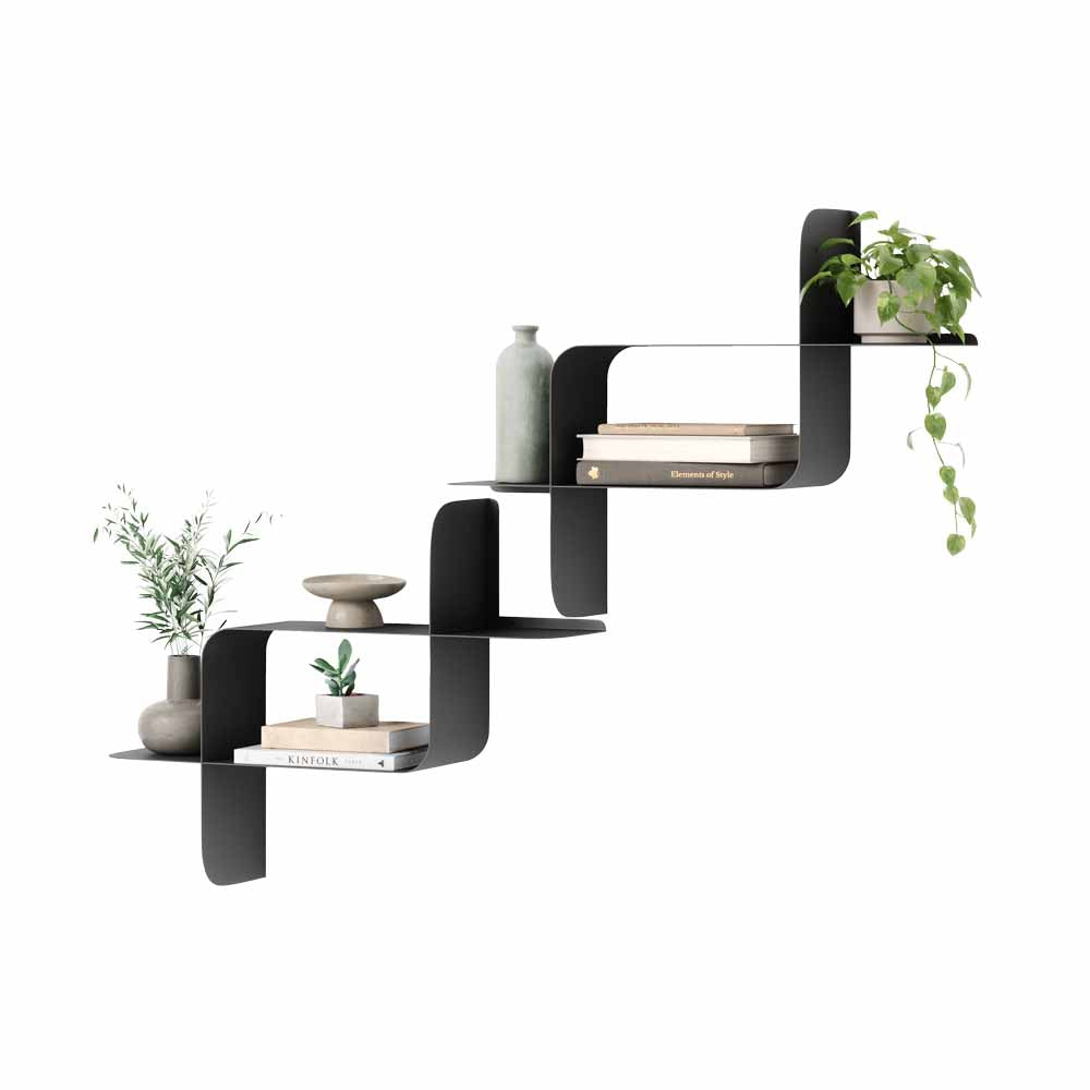 זוג מדפי MONTAGE מתכת שחור