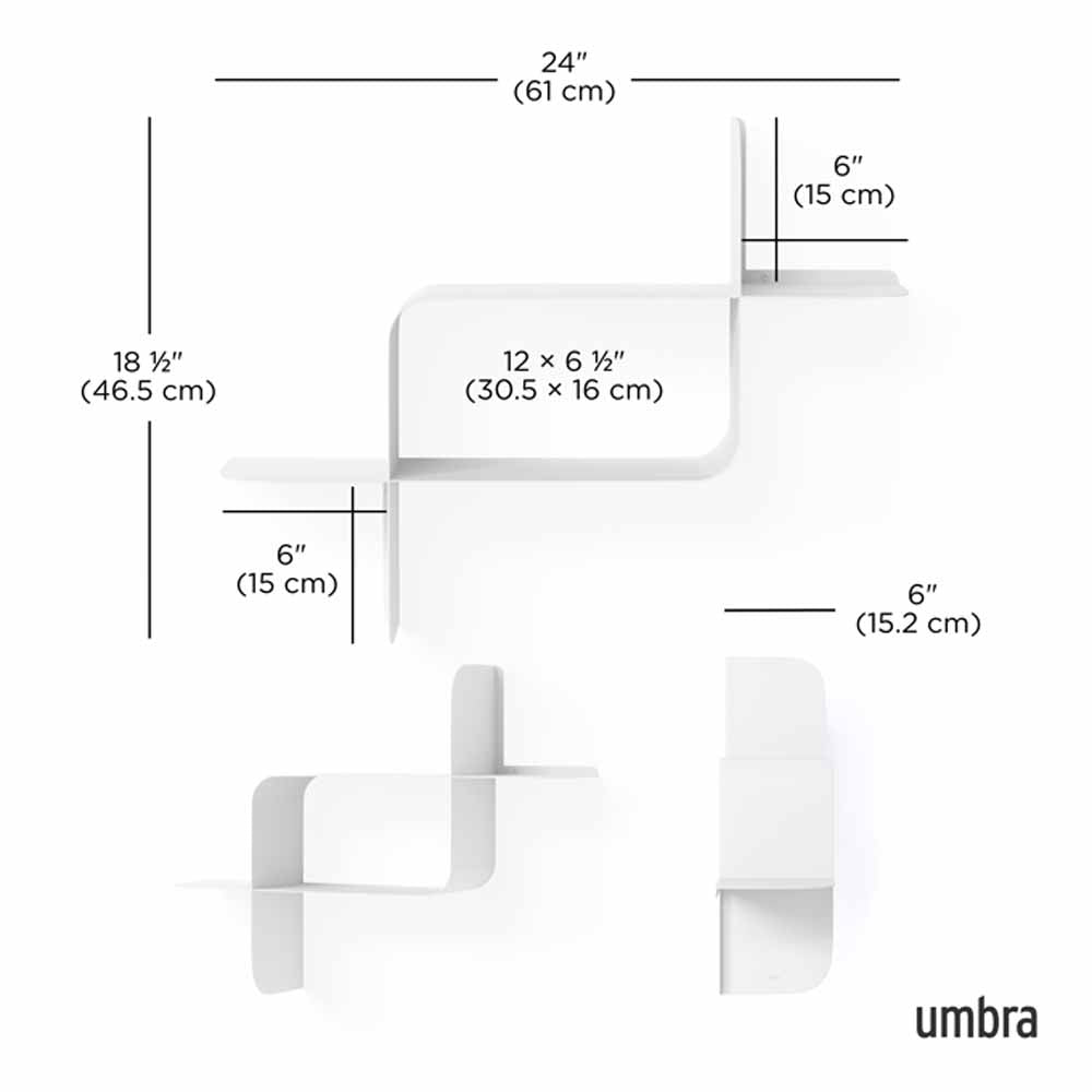 זוג מדפי MONTAGE מתכת לבן