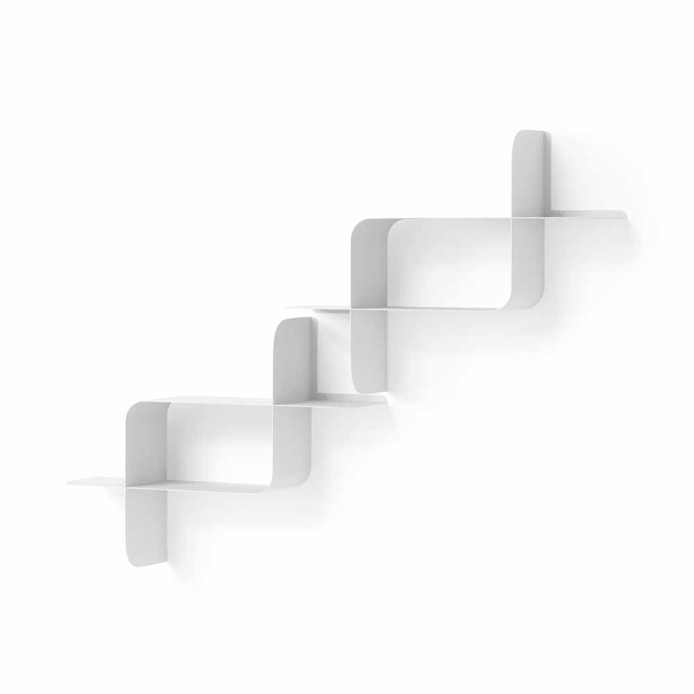 זוג מדפי MONTAGE מתכת לבן