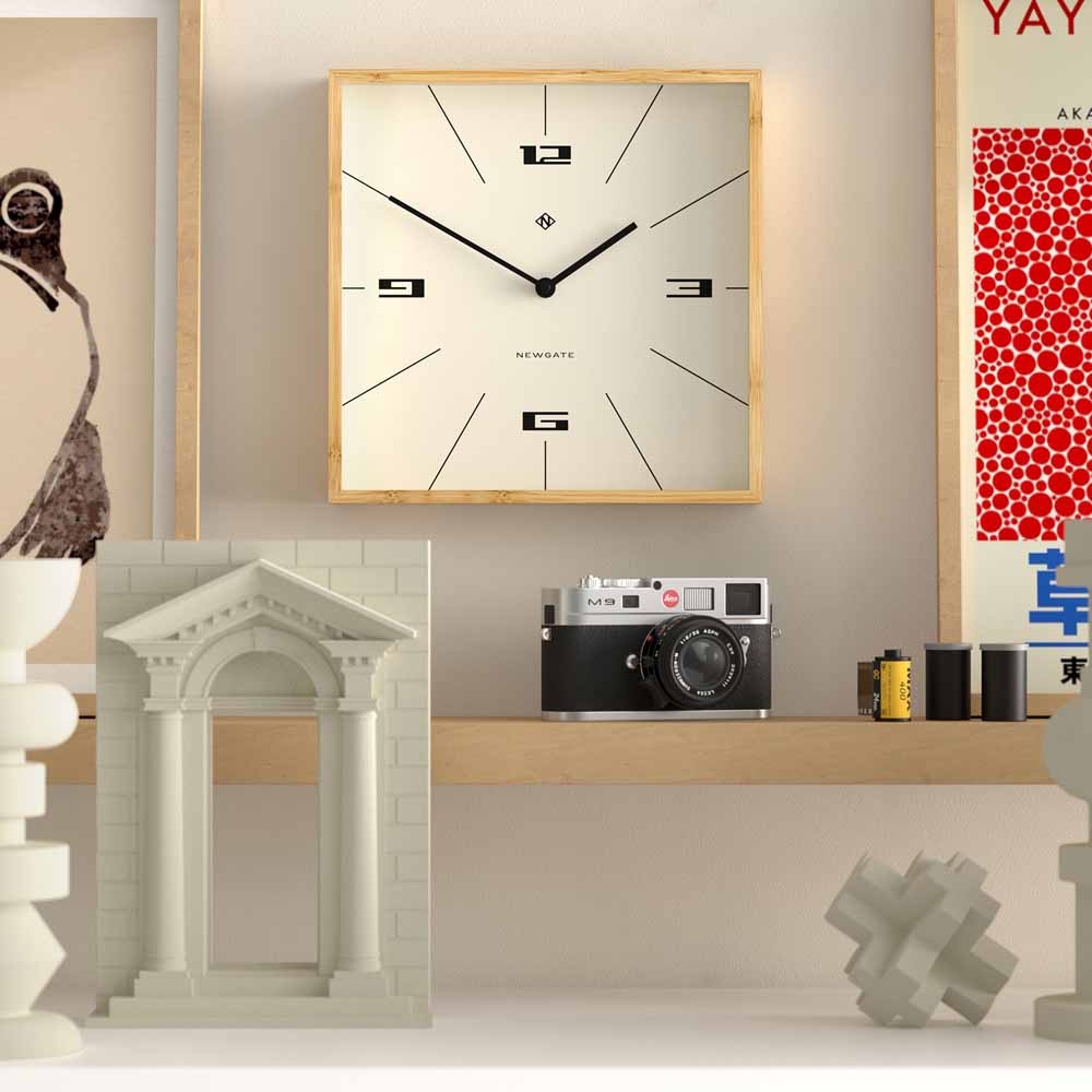 Large Wall Clock Long Lines Square Fiji Wood