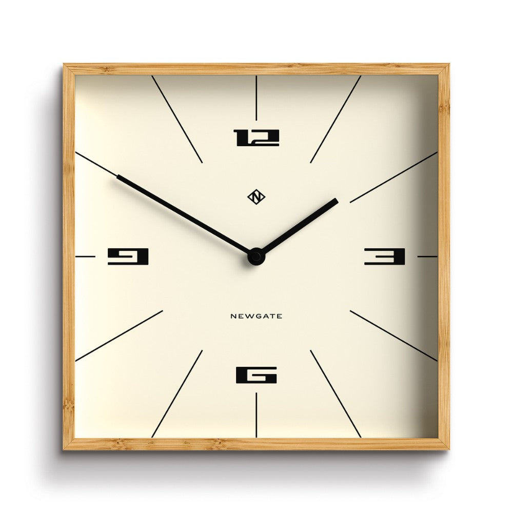 Large Wall Clock Long Lines Square Fiji Wood