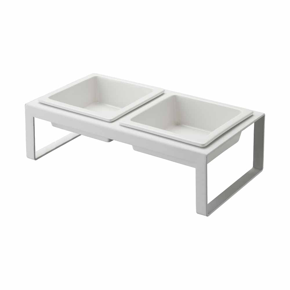 מעמד לקערות להאכלת חיות מחמד לבן