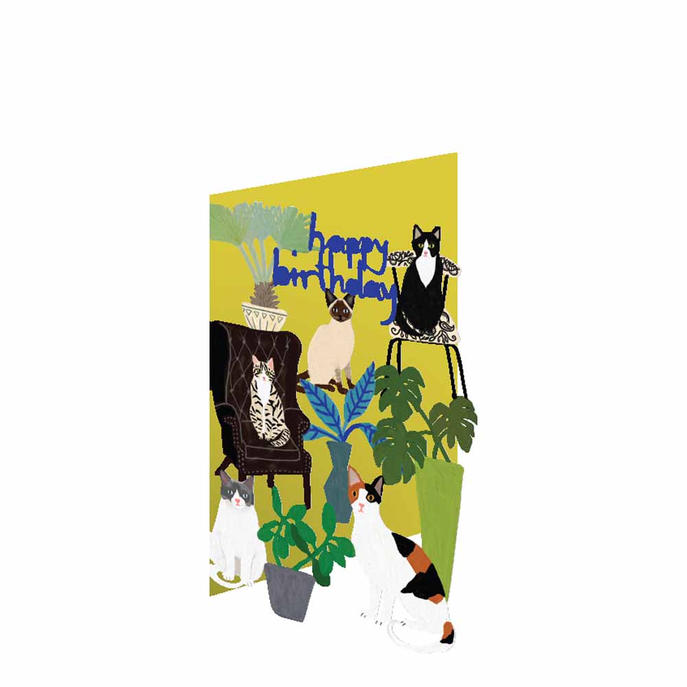 Laser-cut cat greeting card
