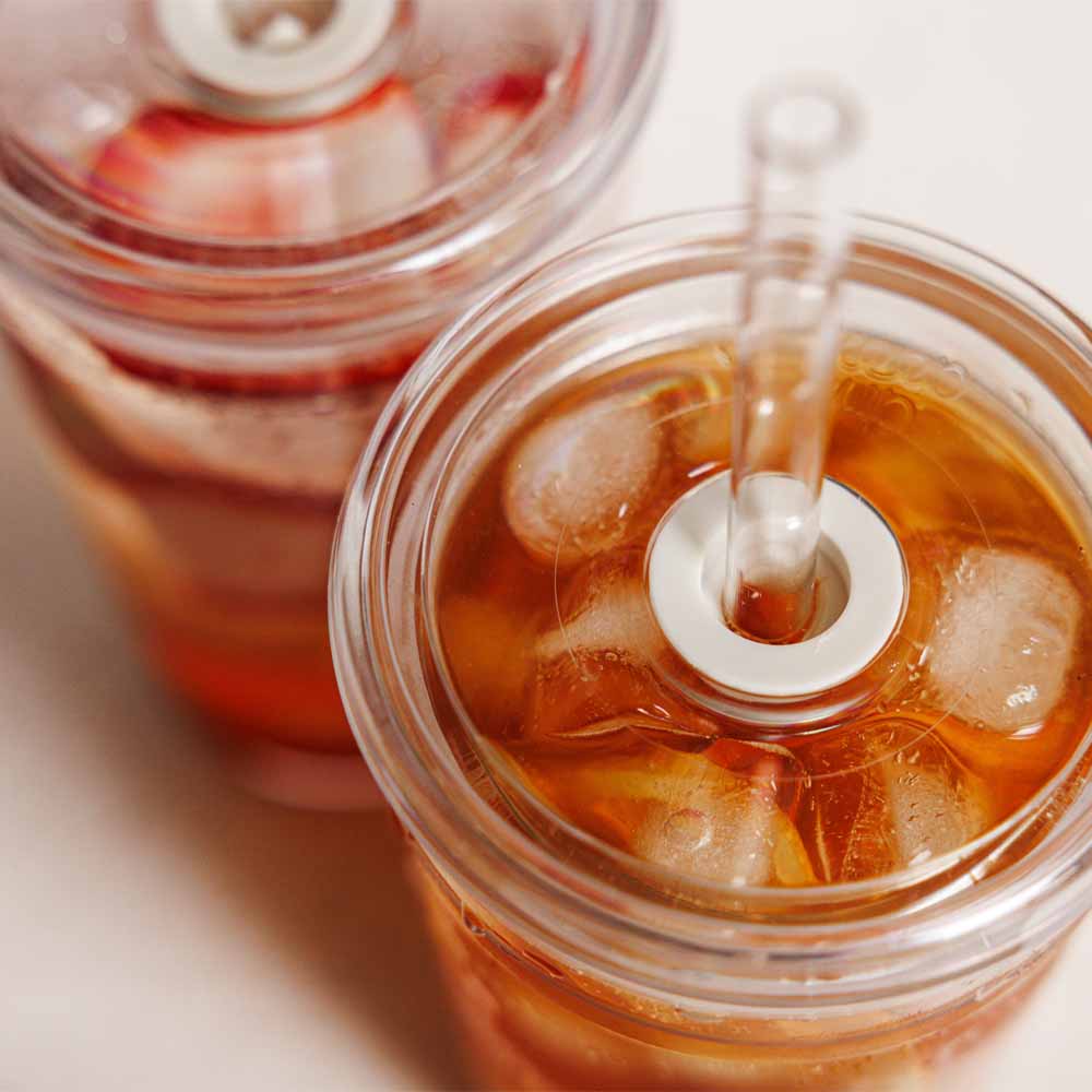 כוס פלסטיק M שקוף עם קש 340 מ"ל