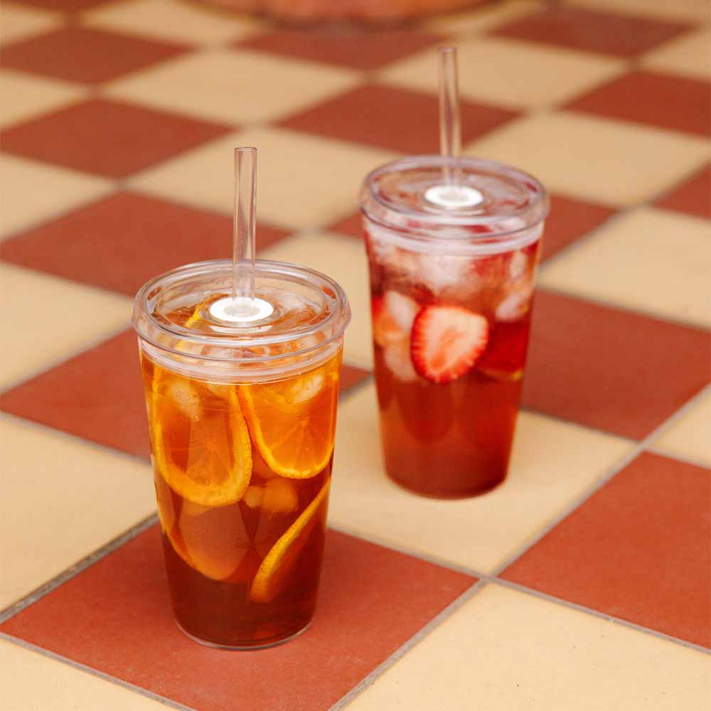 כוס פלסטיק M שקוף עם קש 340 מ"ל