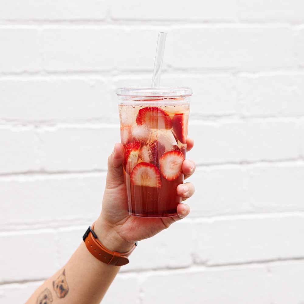 כוס פלסטיק M שקוף עם קש 340 מ"ל