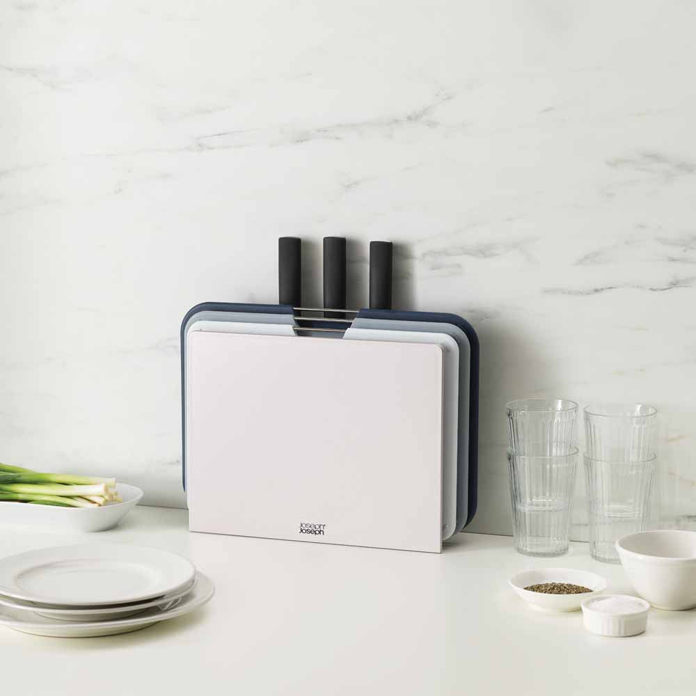 סט 3 קרשי חיתוך + 3 סכינים NEST כסוף