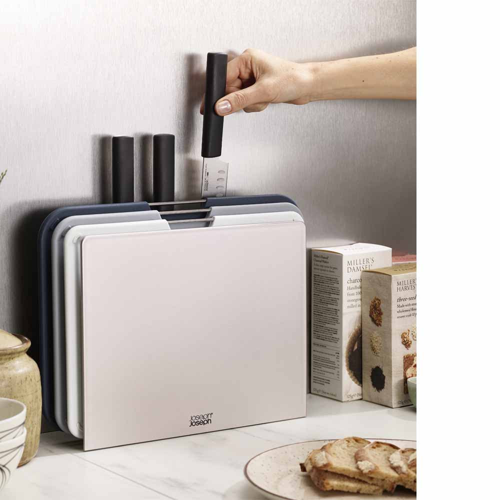 סט 3 קרשי חיתוך + 3 סכינים NEST כסוף