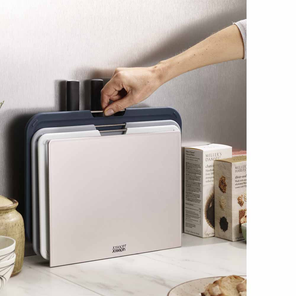 סט 3 קרשי חיתוך + 3 סכינים NEST כסוף