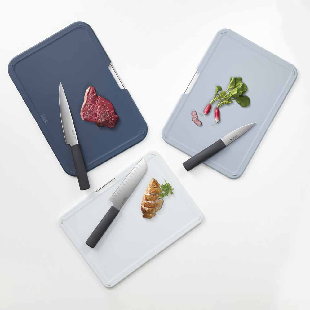 סט 3 קרשי חיתוך + 3 סכינים NEST כסוף