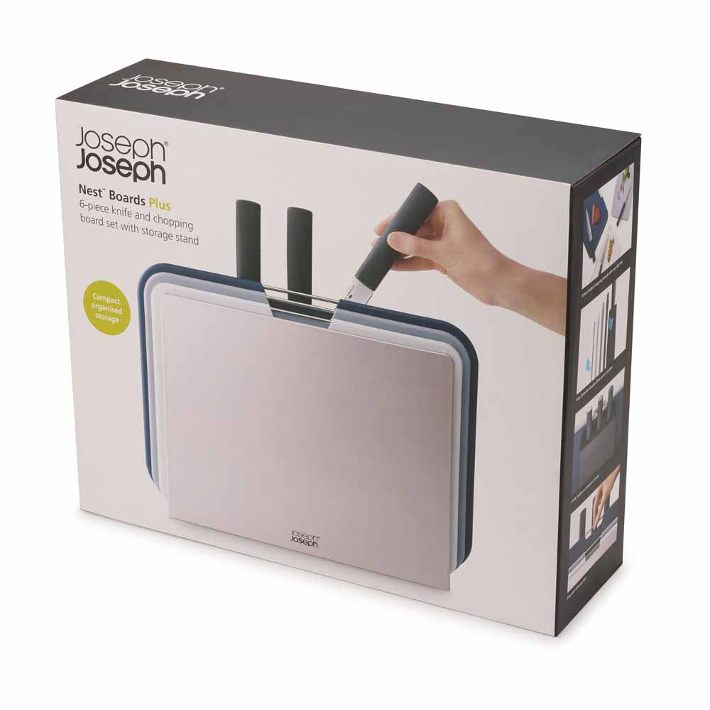 סט 3 קרשי חיתוך + 3 סכינים NEST כסוף