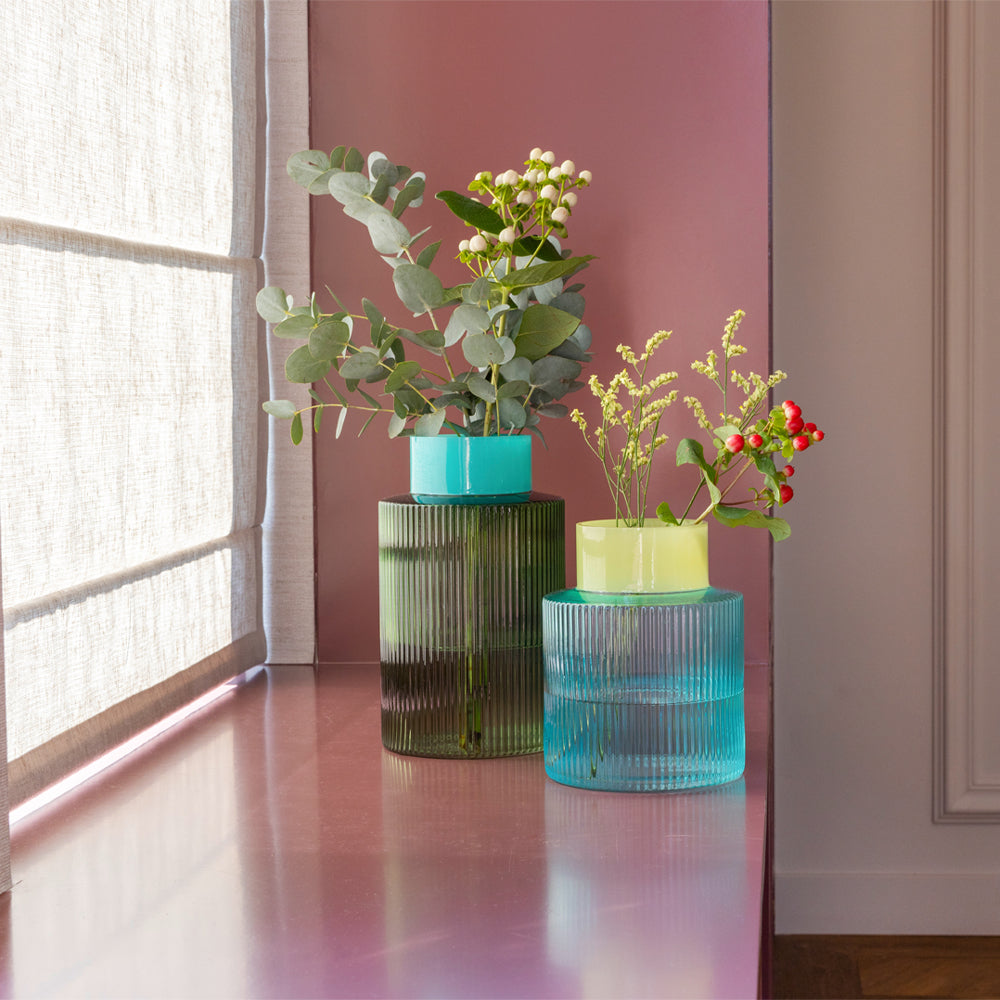 אגרטל זכוכית GROOVE L ירוק