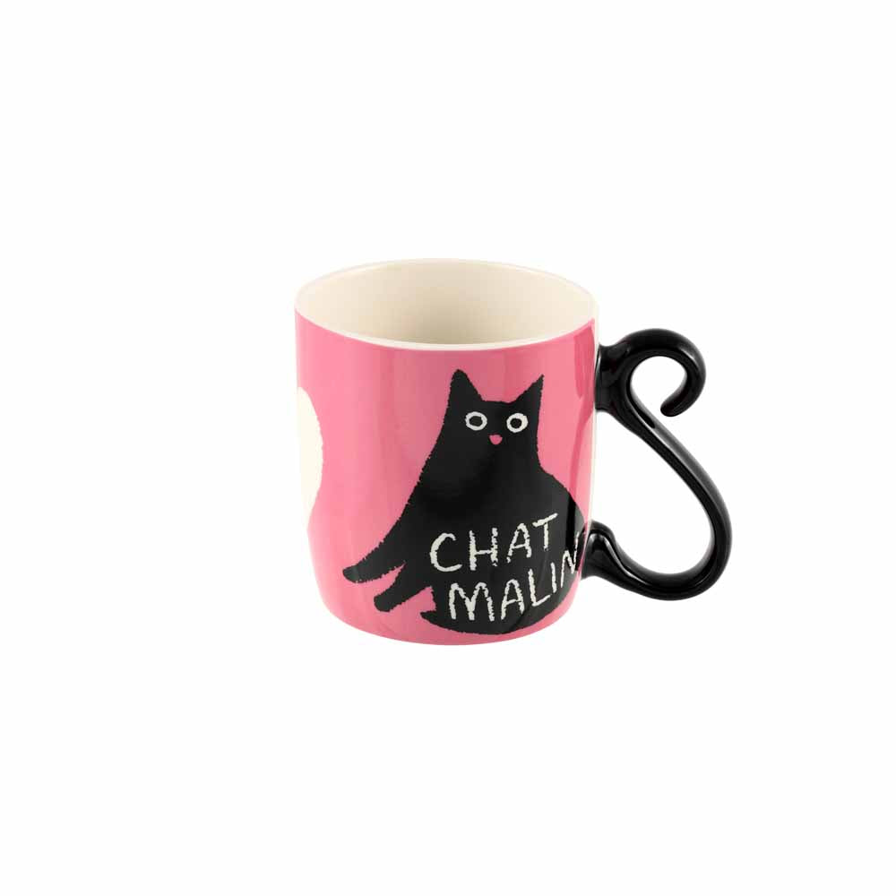 Pink mug Black cat HOUBA MALIN CALIN