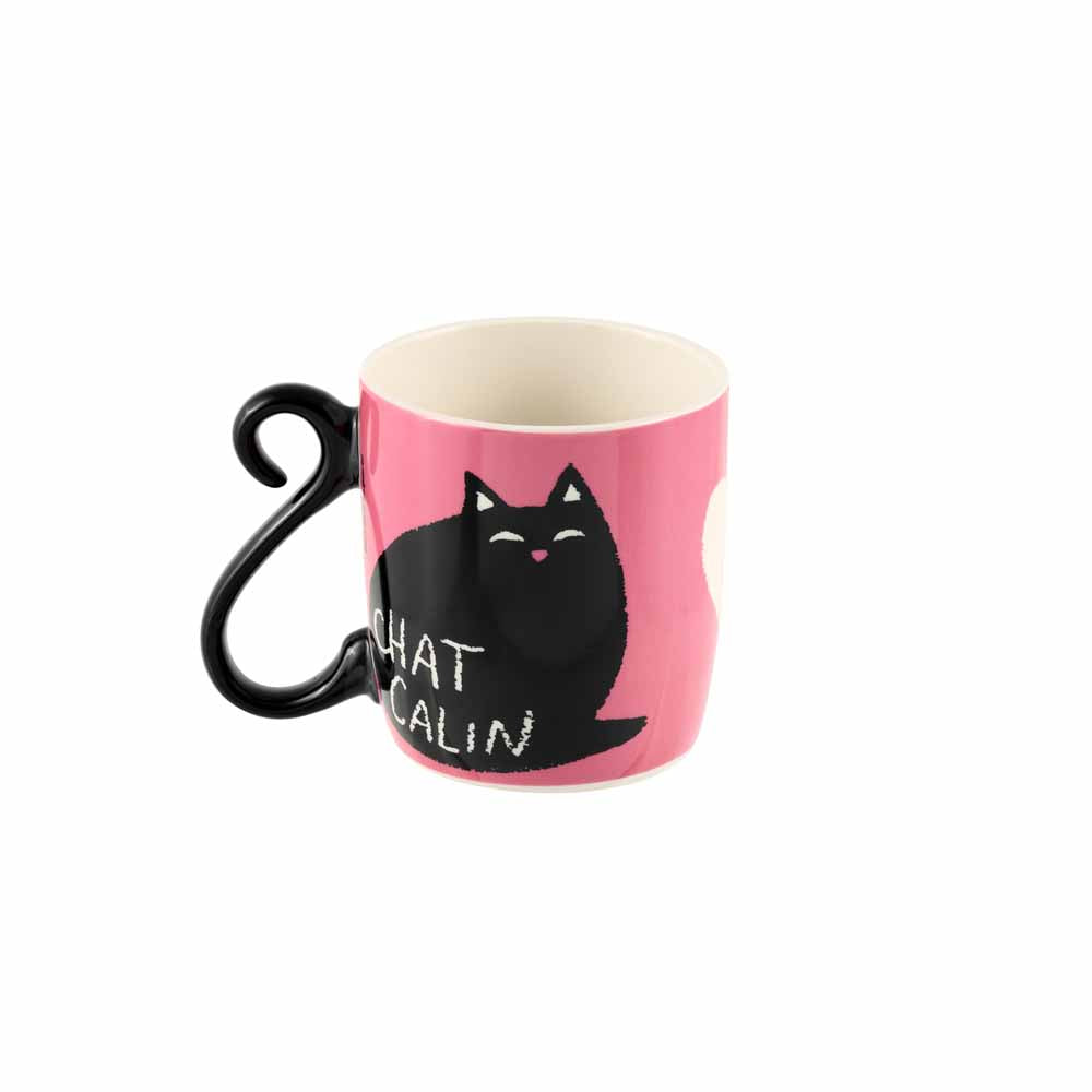 Pink mug Black cat HOUBA MALIN CALIN