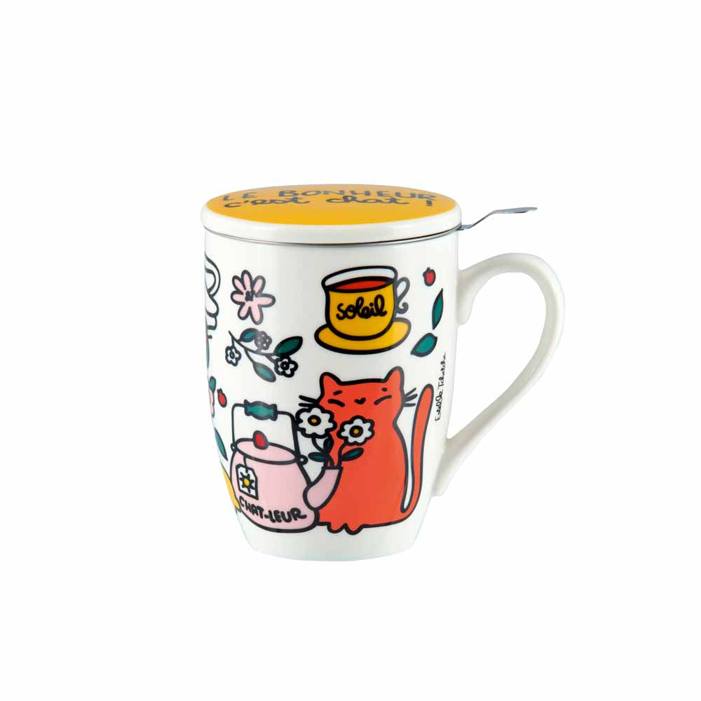 Mug with tea infuser and lid BONHEUR