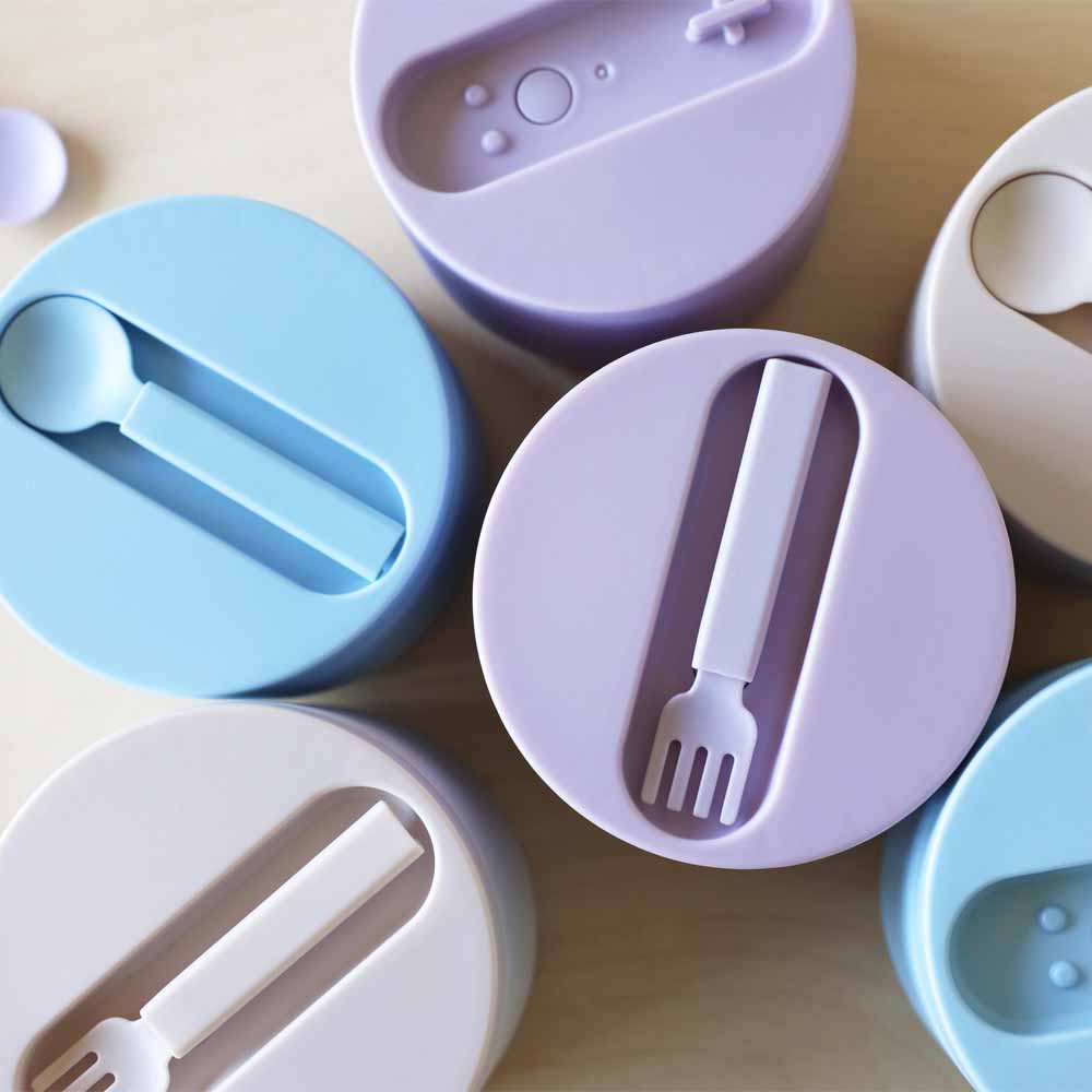 Small thermal lunchbox, light blue + spoon