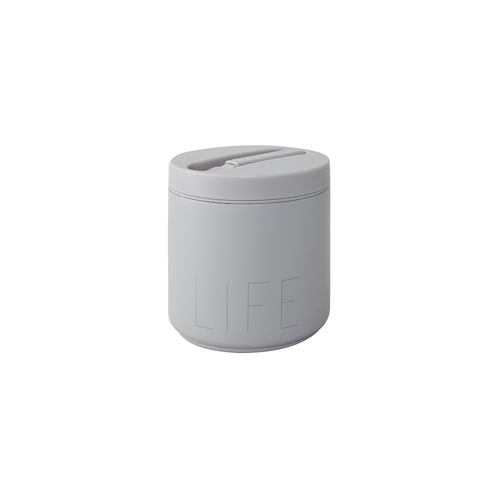 Large gray thermal lunch box + fork