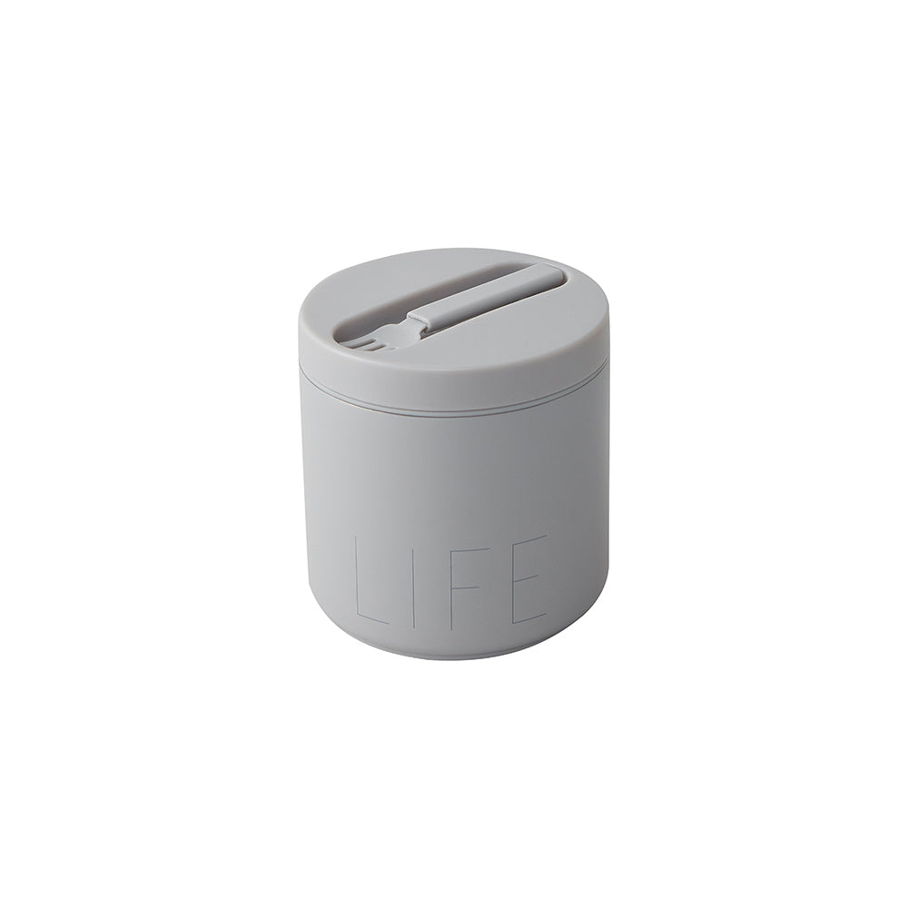 Large gray thermal lunch box + fork