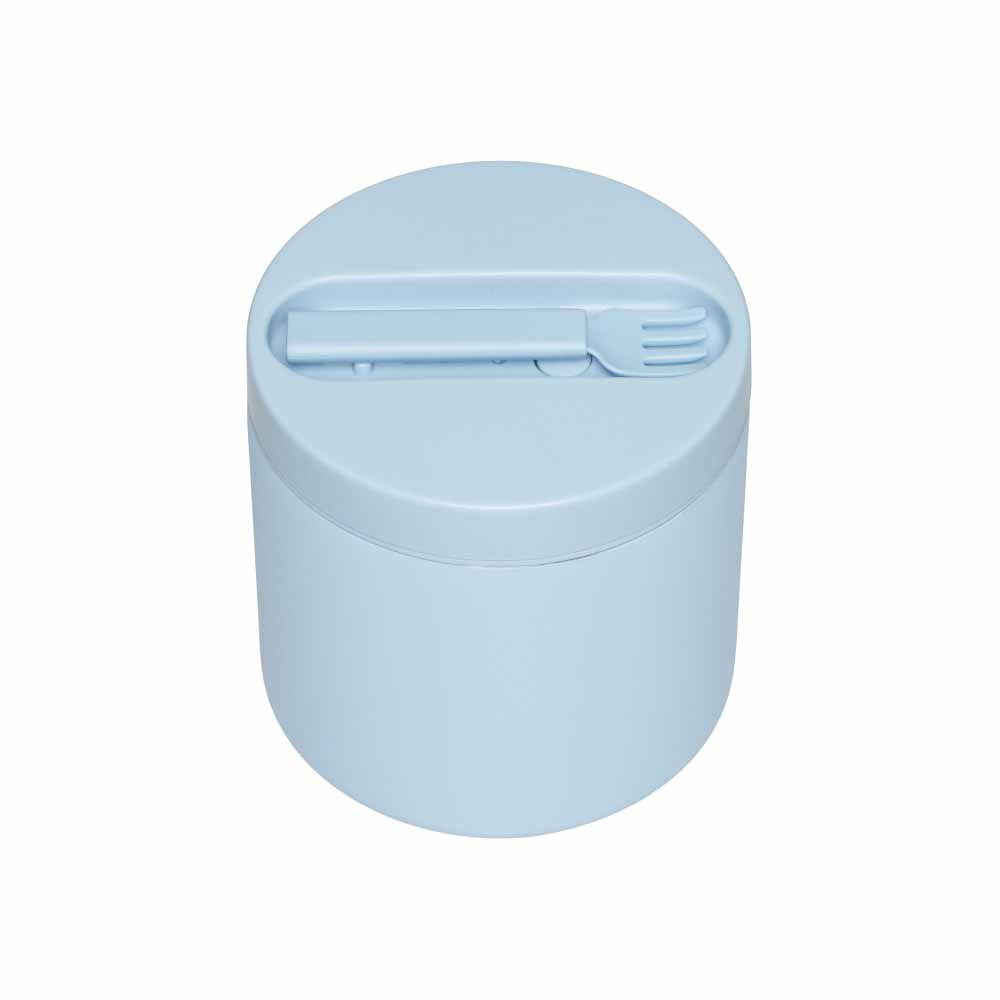 Large thermal lunchbox sky blue + fork