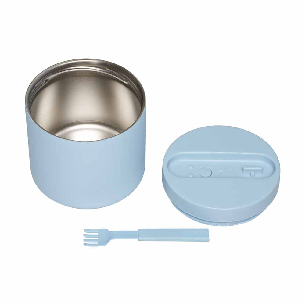 Large thermal lunchbox sky blue + fork