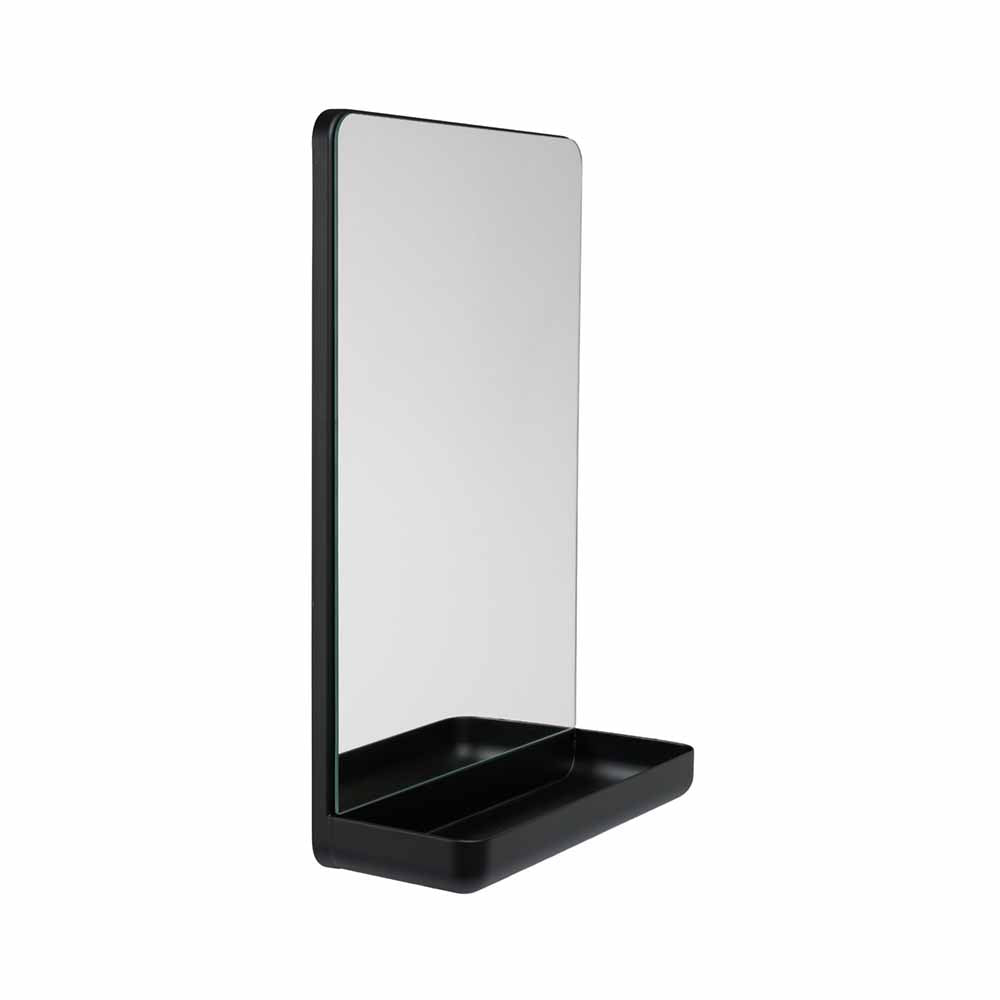 Mirror with a black shelf