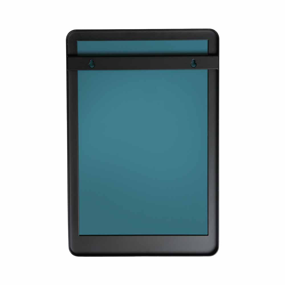 Mirror with a black shelf