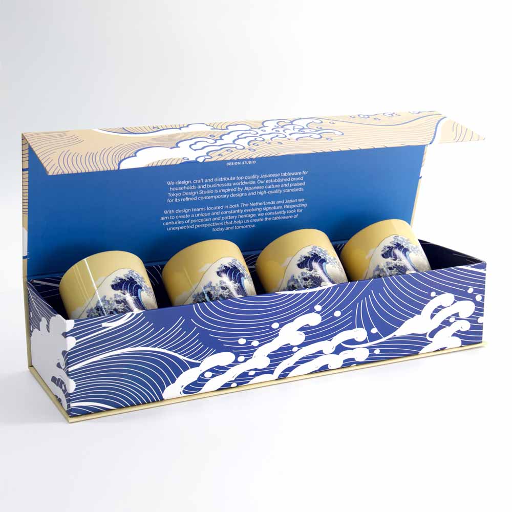 סט 4 כוסות תה צהוב כחול, KAWAII 21970