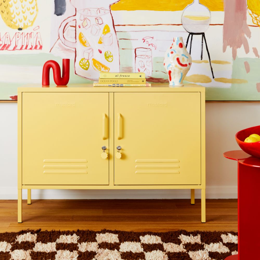 Lowdown Metal Cabinet Grey Yellow