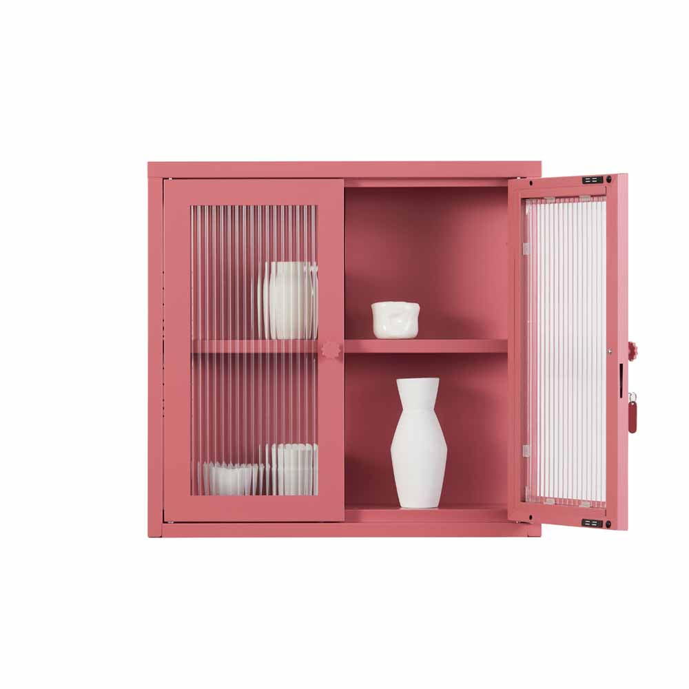 ארונית תליה דלתות זכוכית KIT ורוד כהה