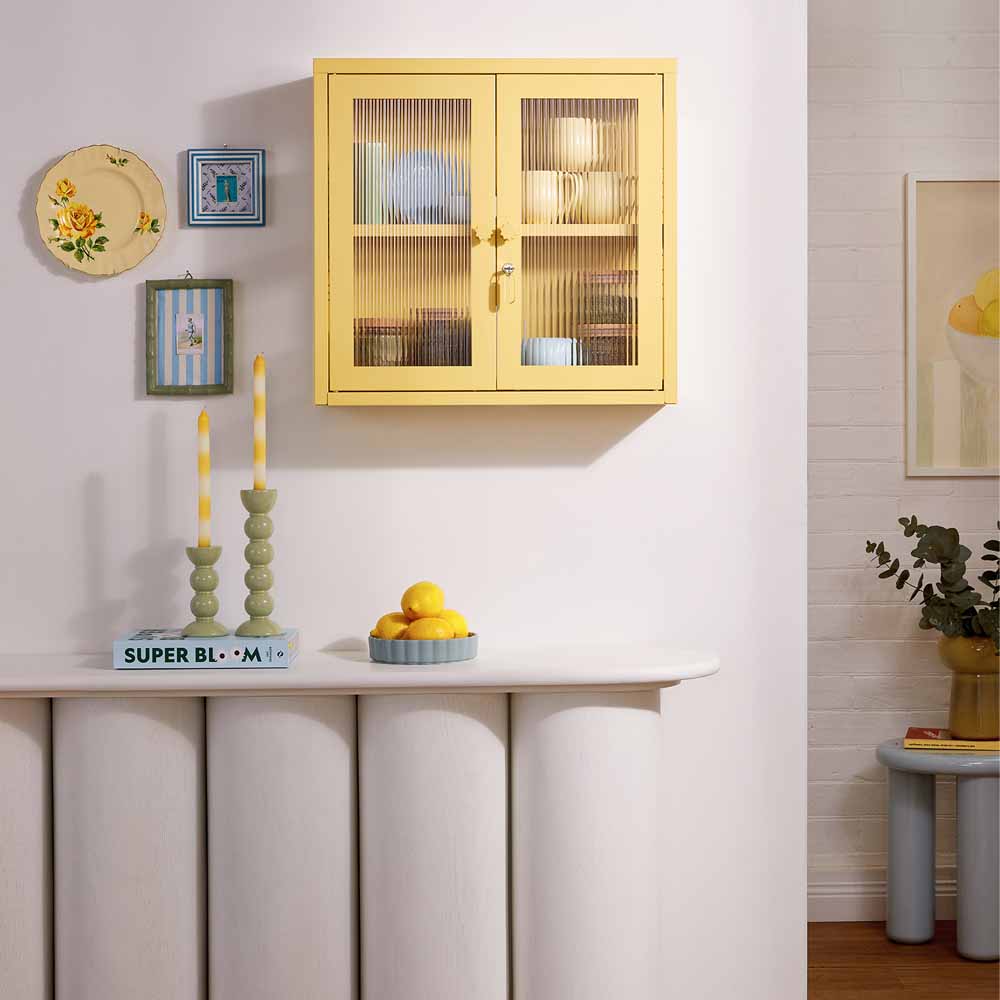 ארונית תליה דלתות זכוכית KIT צהוב