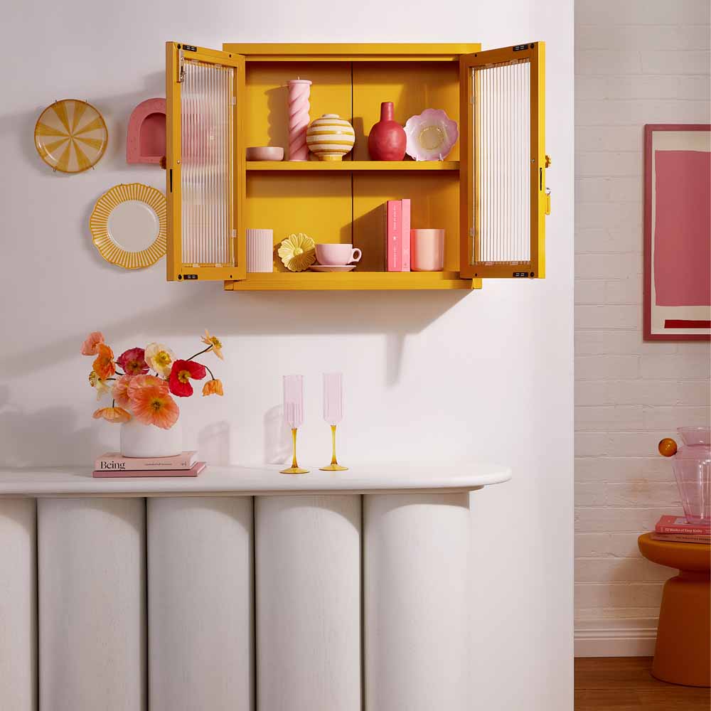 ארונית תליה דלתות זכוכית KIT חרדל