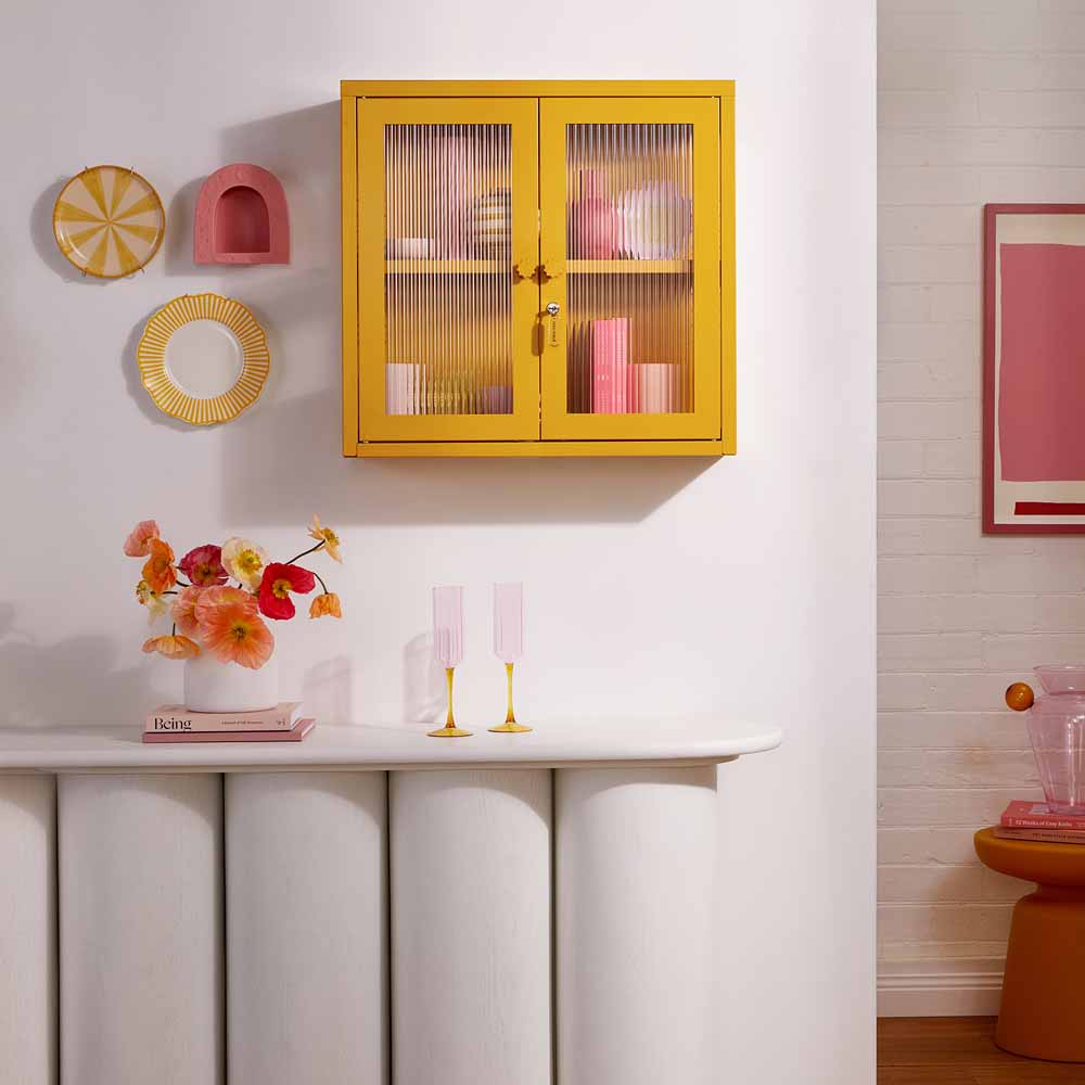 ארונית תליה דלתות זכוכית KIT חרדל