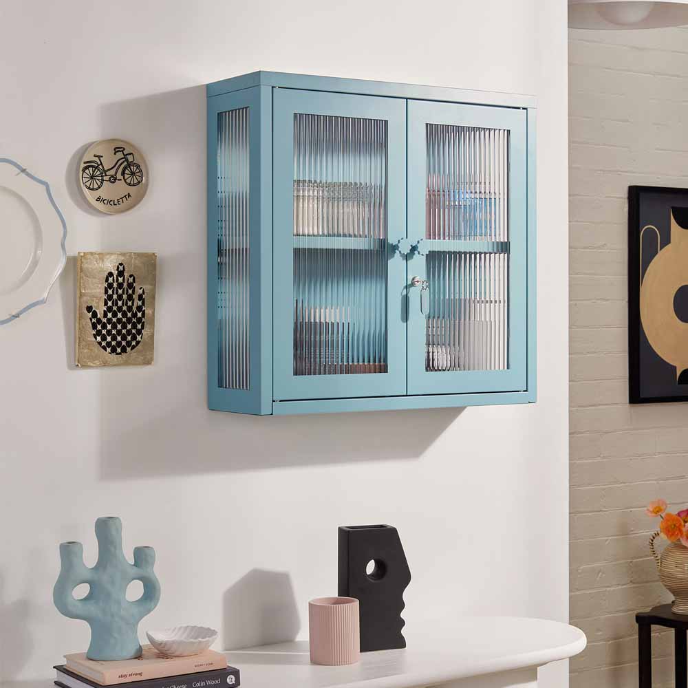 ארונית תליה דלתות זכוכית KIT תכלת
