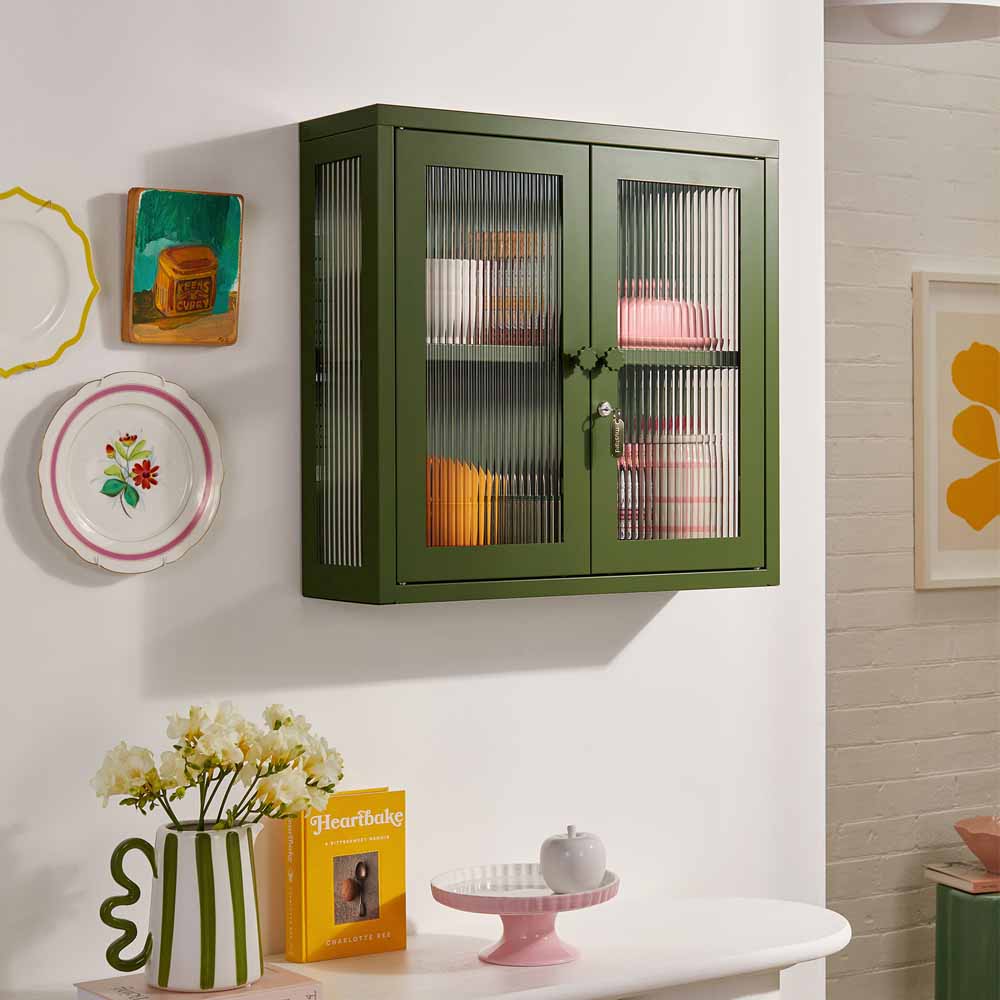 ארונית תליה דלתות זכוכית KIT ירוק זית
