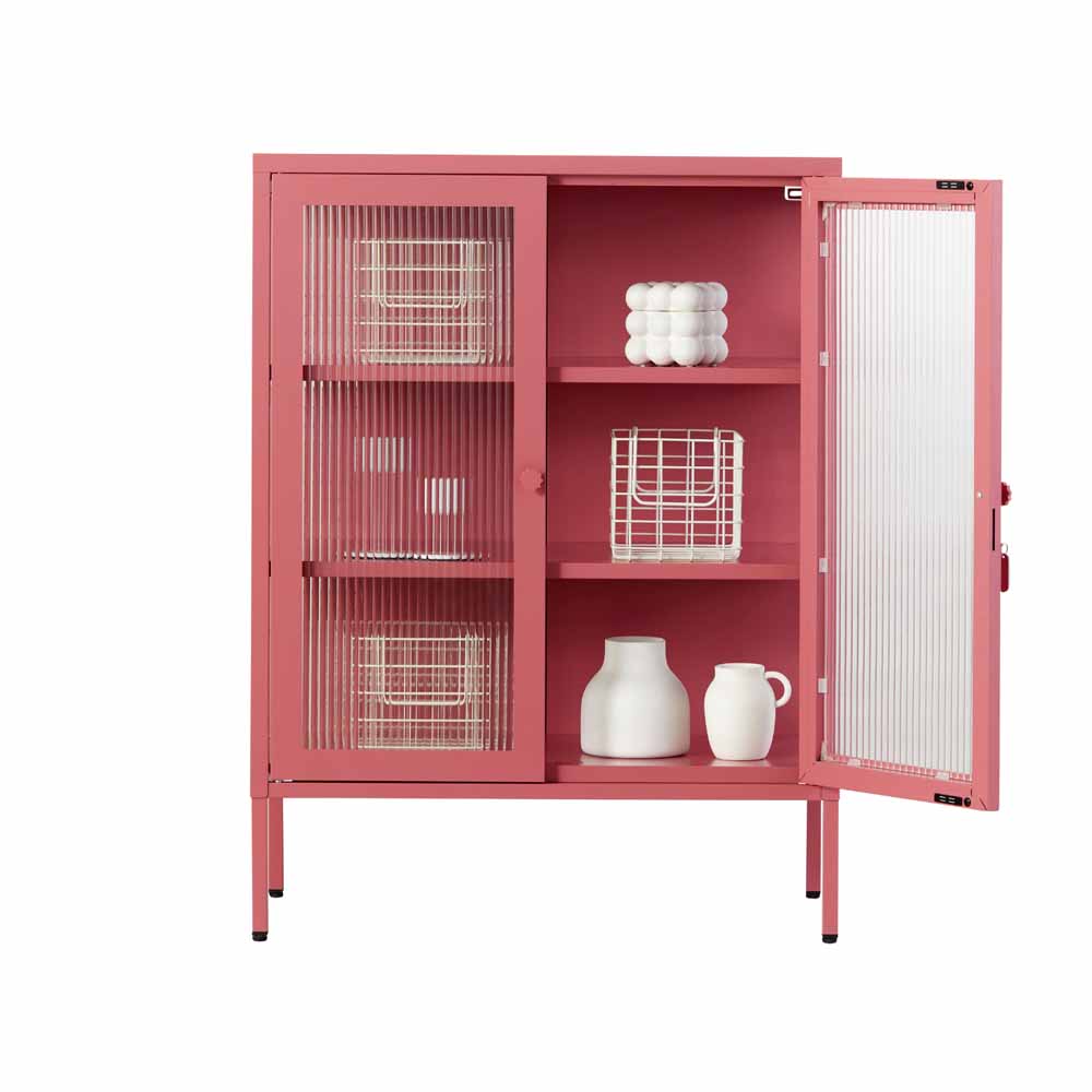 ארונית דלתות זכוכית MIXER ורוד כהה