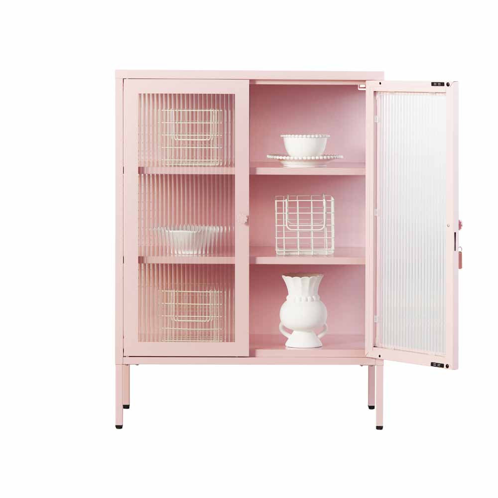 ארונית דלתות זכוכית MIXER ורוד בהיר