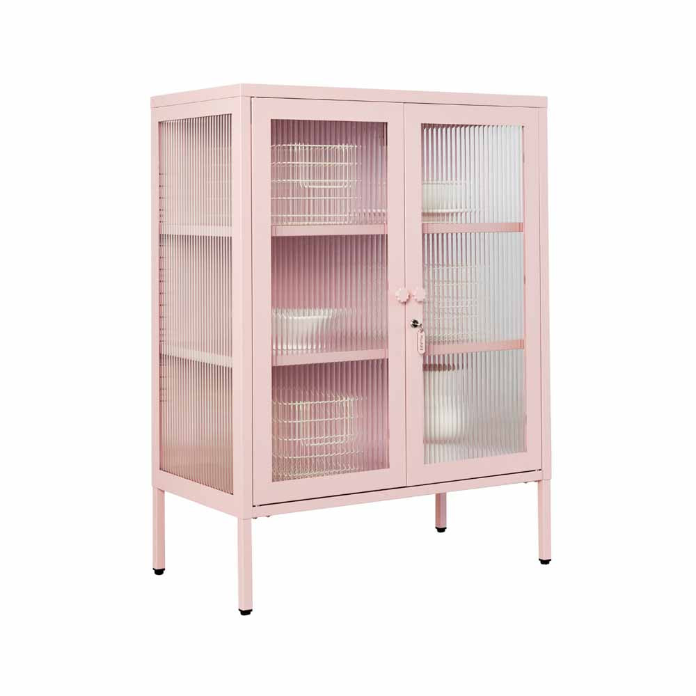 ארונית דלתות זכוכית MIXER ורוד בהיר