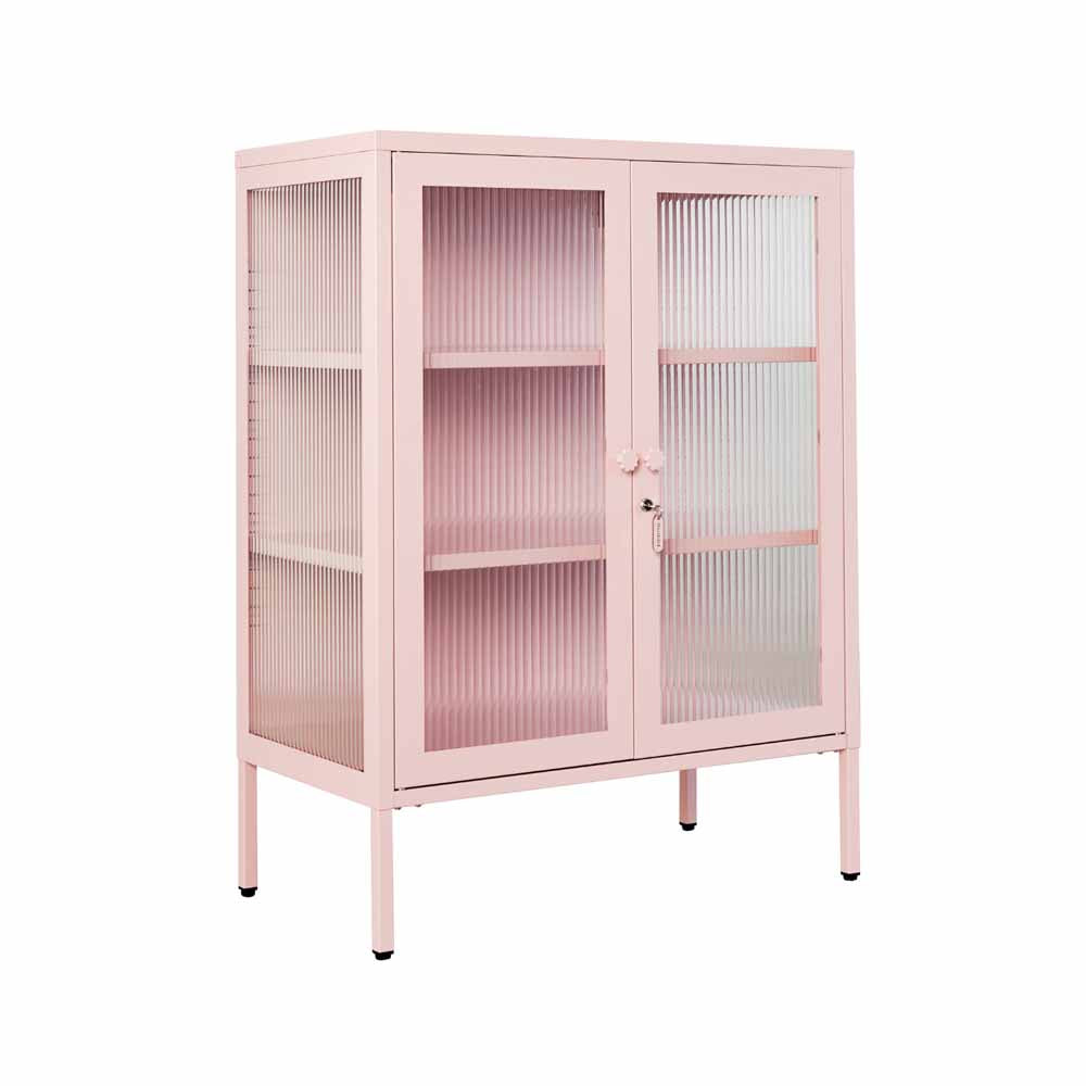 ארונית דלתות זכוכית MIXER ורוד בהיר