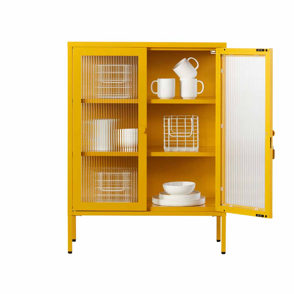 ארונית דלתות זכוכית MIXER חרדל