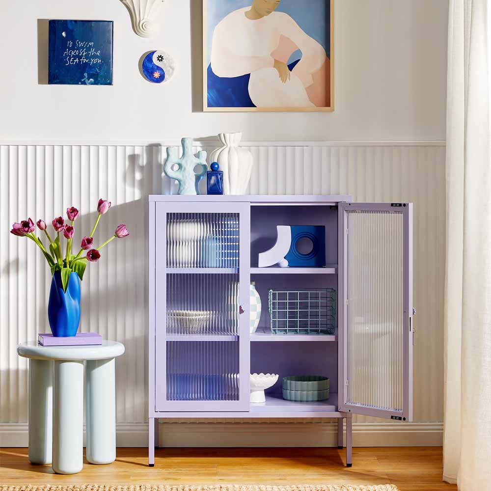 ארונית דלתות זכוכית MIXER סגול בהיר