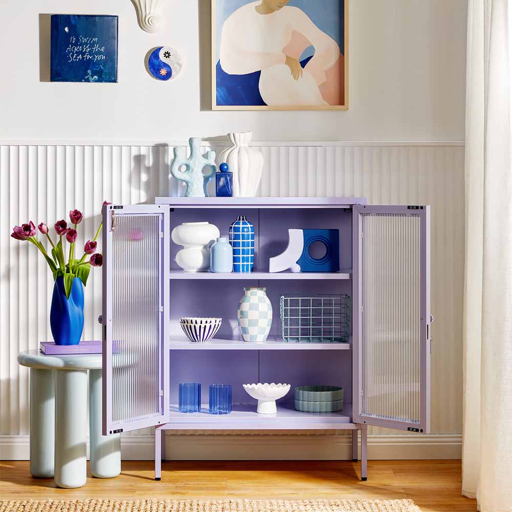 ארונית דלתות זכוכית MIXER סגול בהיר