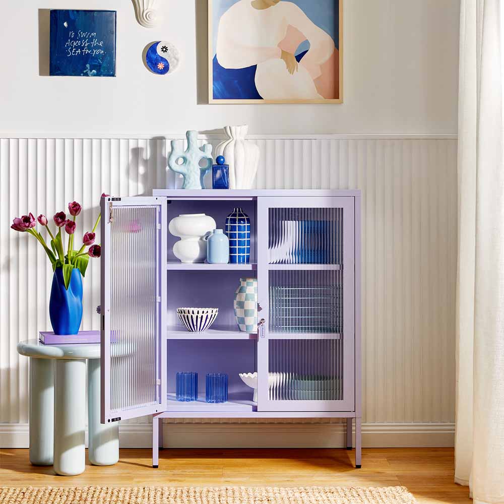 ארונית דלתות זכוכית MIXER סגול בהיר