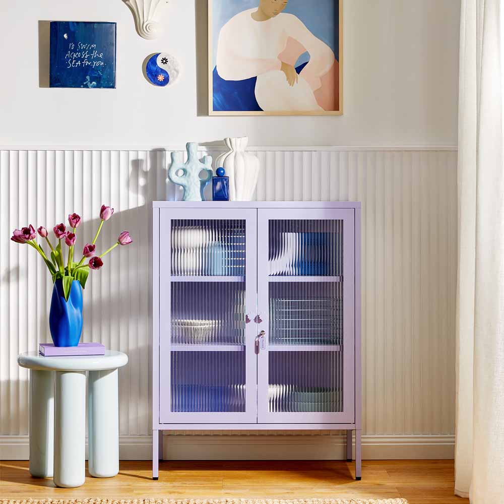 ארונית דלתות זכוכית MIXER סגול בהיר