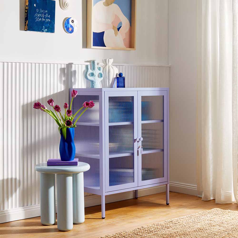 ארונית דלתות זכוכית MIXER סגול בהיר