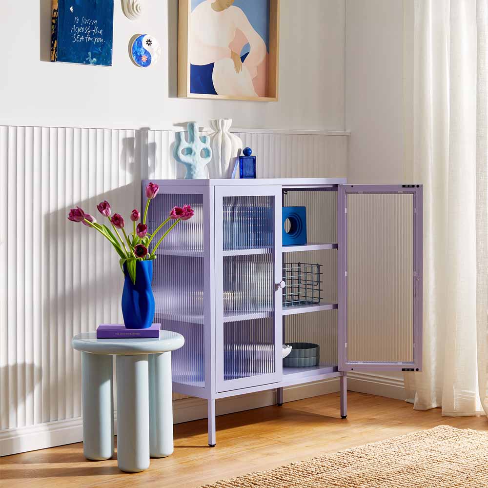 ארונית דלתות זכוכית MIXER סגול בהיר