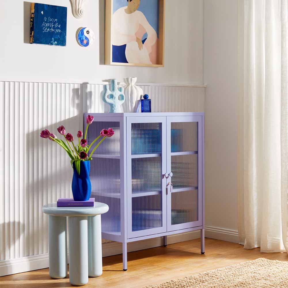 ארונית דלתות זכוכית MIXER סגול בהיר