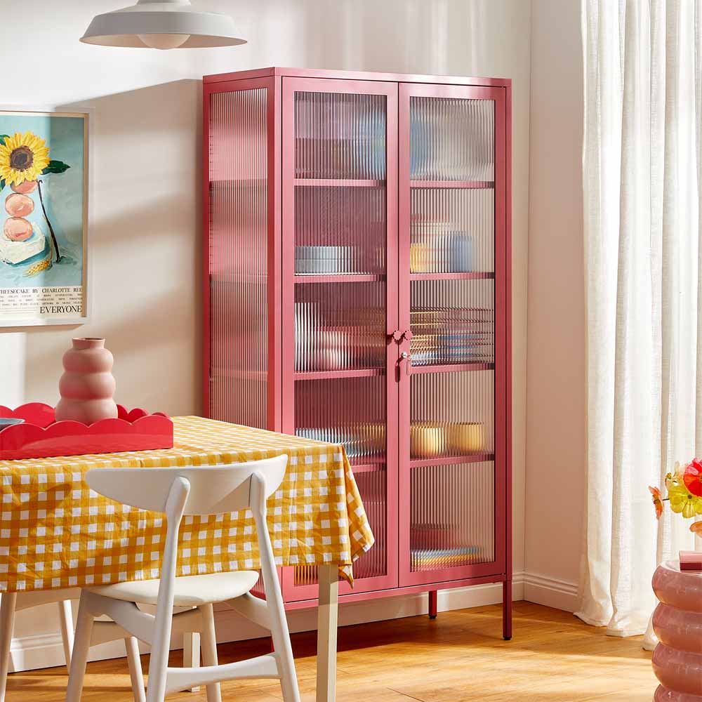 ארון דלתות זכוכית COLLECTOR ורוד כהה