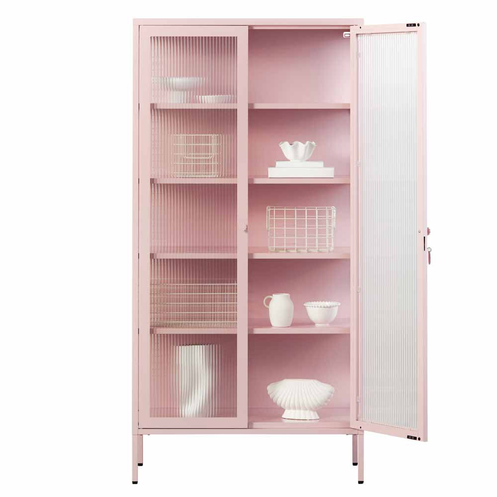 ארון דלתות זכוכית COLLECTOR ורוד בהיר